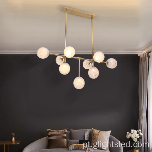 Lâmpada LED pendente de vidro para sala de estar moderna interna
